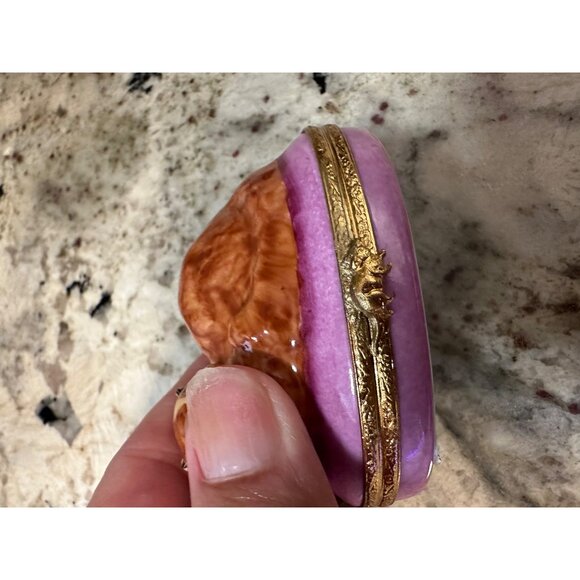 VTG Limoges ND Peint Main Hand-Painted Porcelain Trinket Box Sienna Cat signed - Picture 6 of 16